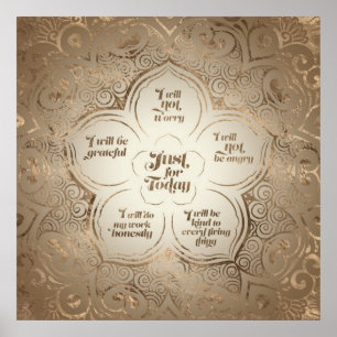 Reiki principer - guld- rent för Reiki Precepts Poster