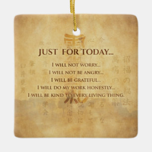 Reiki principer - Reiki Precepts Julgransprydnad Keramik