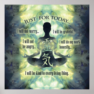 Reiki principer - Reiki Precepts Poster