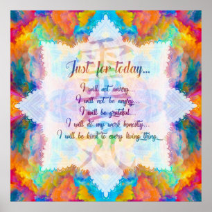 Reiki principer - Reiki Precepts Poster