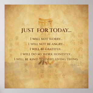 Reiki principer - Reiki Precepts Poster