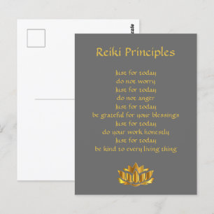 Reiki-principerna Grått och Guld Vykort