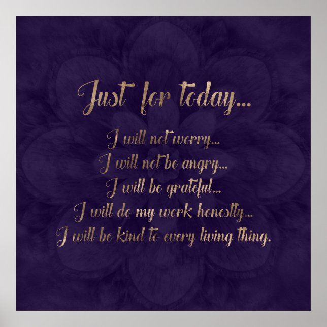 Reiki Principles-guld på lila lotus Poster (Framsidan)