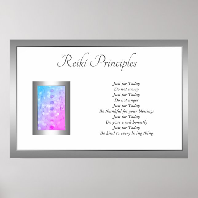 Reiki Principles Healing Händer design Poster (Framsidan)