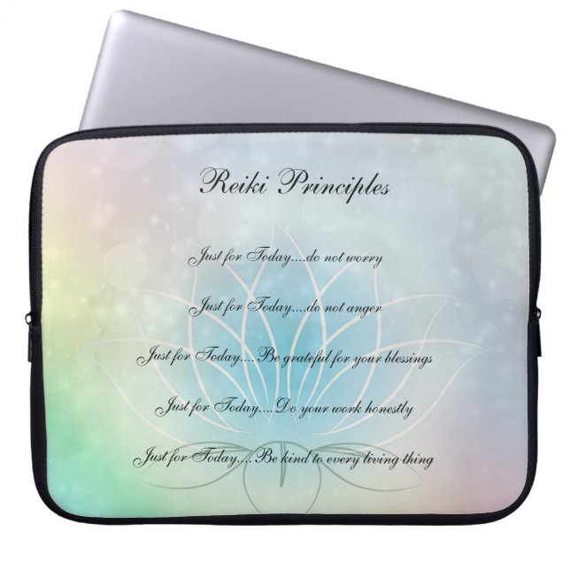 Reiki Principles Lotus blomdesign Laptop Fodral (Framsidan)