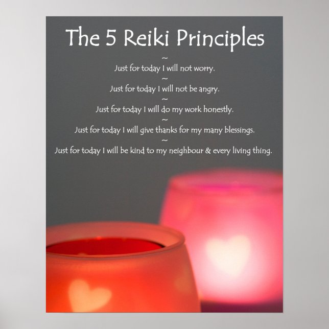 Reiki Principles med Candles Poster (Framsidan)