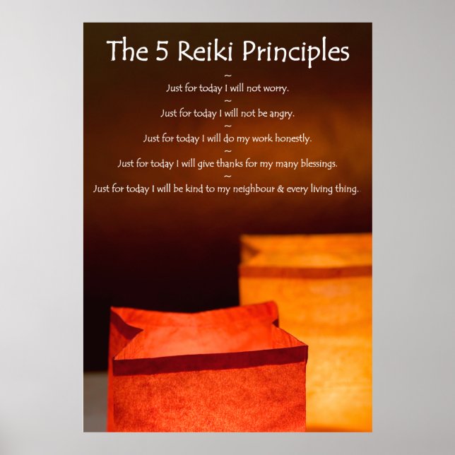 Reiki Principles med Luminarias Poster (Framsidan)