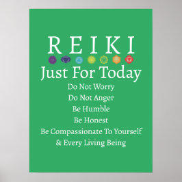 Reiki Principles Preepepts Grönt Poster