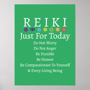 Reiki Principles Preepepts Grönt Poster