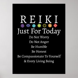 Reiki Principles Preepts Black Poster