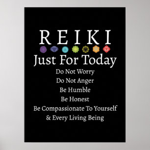 Reiki Principles Preepts Black Poster