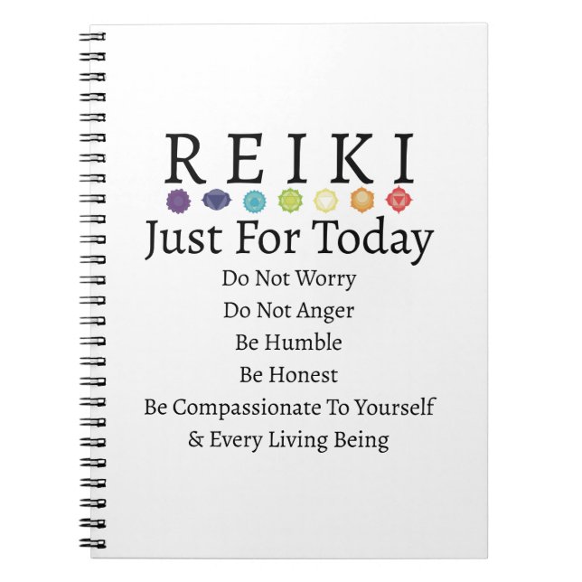 Reiki Principles Preepts White Anteckningsbok (Framsidan)