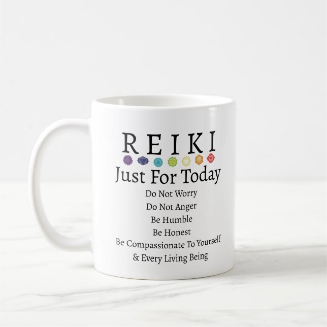 Reiki Principles Preepts White Kaffemugg (Vänster)