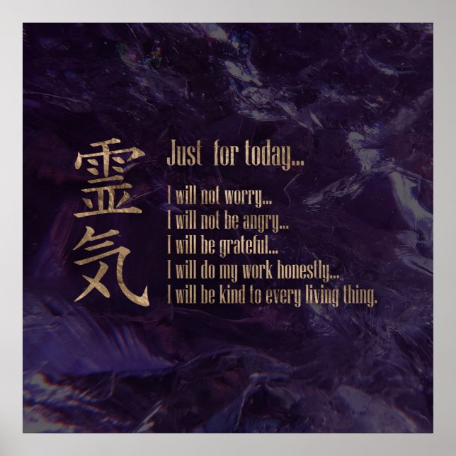 Reiki Principles - Reiki Precepts Poster (Framsidan)