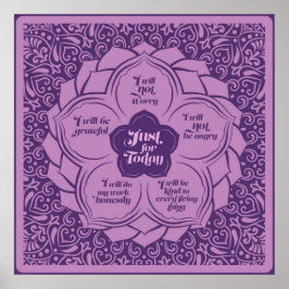 Reiki Principles - Reiki Preepts in Lotus Poster