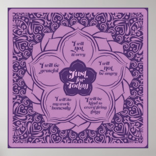 Reiki Principles - Reiki Preepts in Lotus Poster