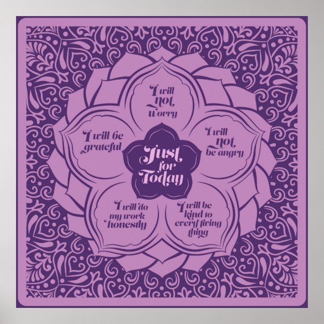 Reiki Principles - Reiki Preepts in Lotus Poster (Framsidan)