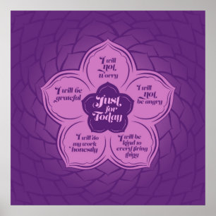 Reiki Principles - Reiki Preepts in Lotus Poster