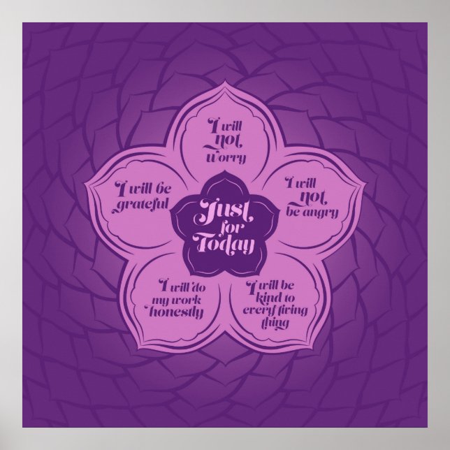 Reiki Principles - Reiki Preepts in Lotus Poster (Framsidan)