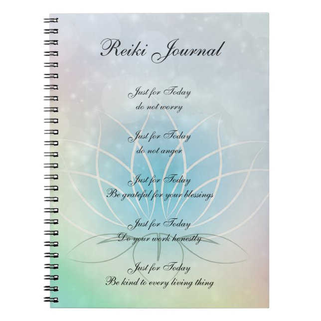 Reiki Principles sparkly Lotus design Anteckningsbok (Framsidan)