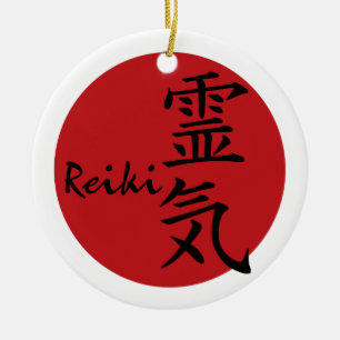 Reiki - röd julgransprydnad keramik