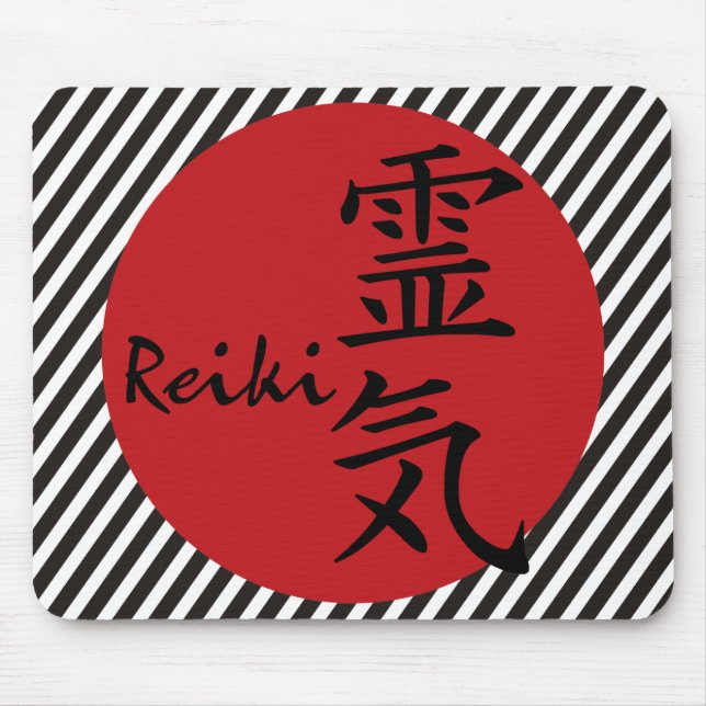 Reiki - röd | Svart rand Musmatta (Framsidan)