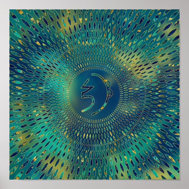 Reiki Sei He ki-gemstone och guld Poster (Framsidan)