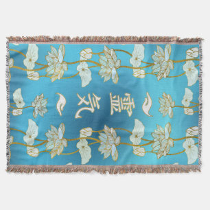 Reiki som läker händersymboler med lotusblommar filt