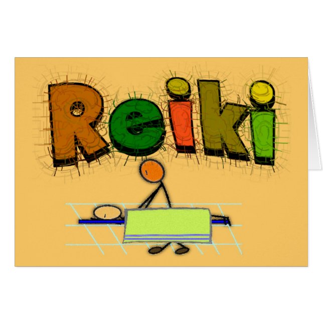 Reiki stick figurer designgåvor hälsningskort (Framsidan Horizontal)