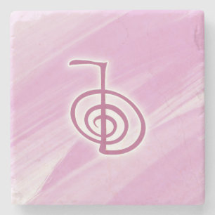 Reiki Symbol Cho Ku Rei rosa Marble Stone Underlä Stenunderlägg