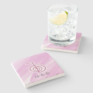 Reiki Symbol Cho Ku Rei rosa Marble Stone Underläg Stenunderlägg