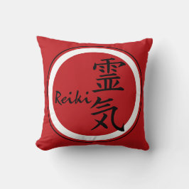REIKI-symbol röd svart + din bakgrund Kudde