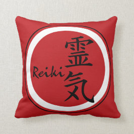 REIKI-symbol röd svart + din bakgrund Kudde