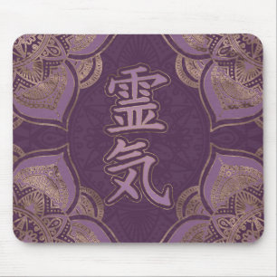 Reiki symboler - pastellfärgade lilor och guld musmatta