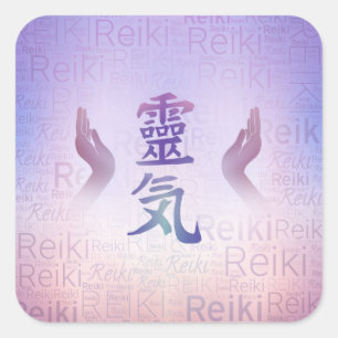 Reiki symboler - stilla lilor fyrkantigt klistermärke