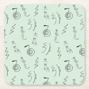 Reiki Symbols Mönster - Reiki Healing Underlägg Papper Kvadrat