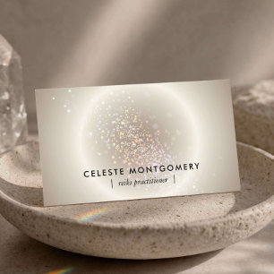Reiki-terapeut Celestial Glow Champagne Guld Moder Visitkort