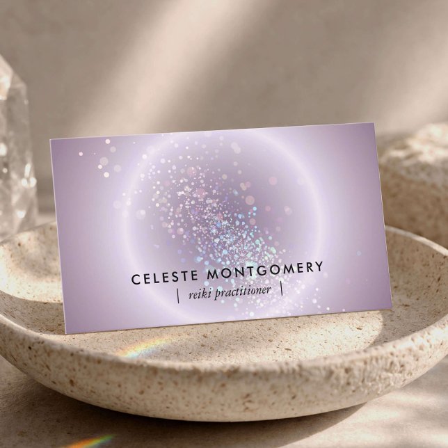 Reiki-terapeut Celestial Glow Mjuk Lavendel Modern Visitkort (Skapare uppladdad)