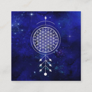 *~* Reiki Universe Flower of Life Astrology Yoga Fyrkantigt Visitkort