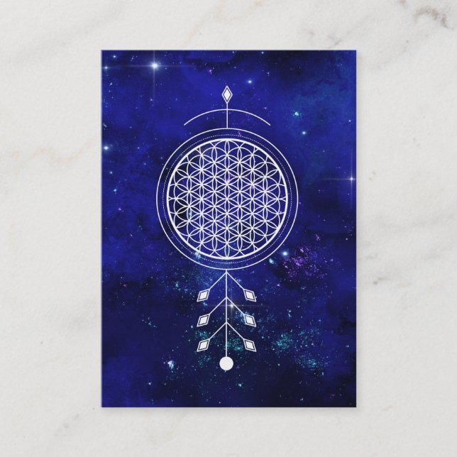 *~* Reiki Universe Flower of Life Yoga Astrology Visitkort (Framsida)