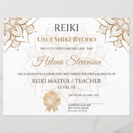 Reiki Yoga-intyg om slutförande
