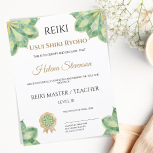Reiki Yoga-intyg om slutförande