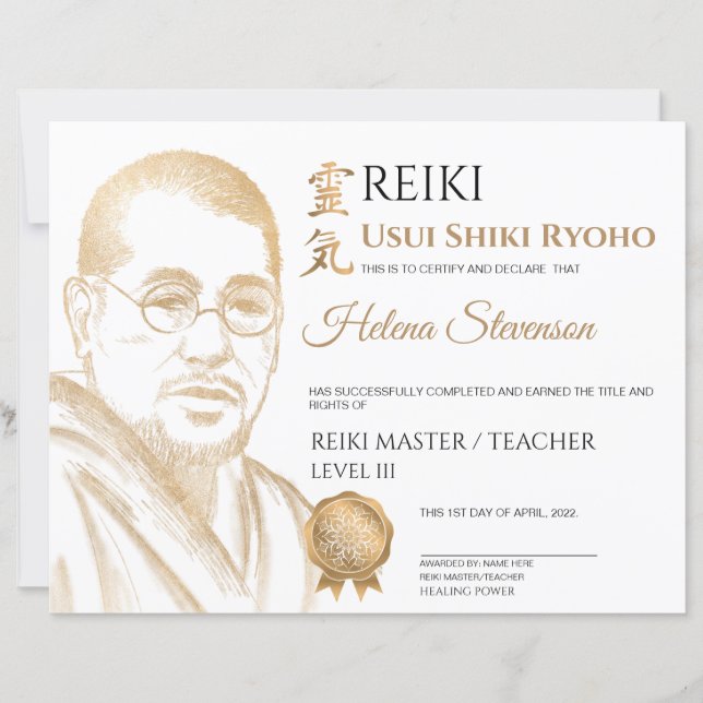Reiki Yoga-intyg om slutförande (Framsida)