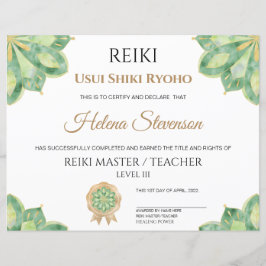 Reiki Yoga-intyg om slutförande