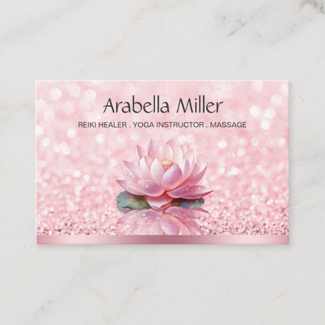 Reiki Yoga Massage Bokeh Lotus Rosa Loyalty Visitkort (Framsida)