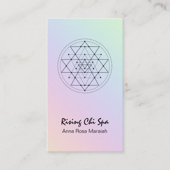 *~* Reiki Yoga Rainbow Helig Geometry Pastel Visitkort (Framsida)