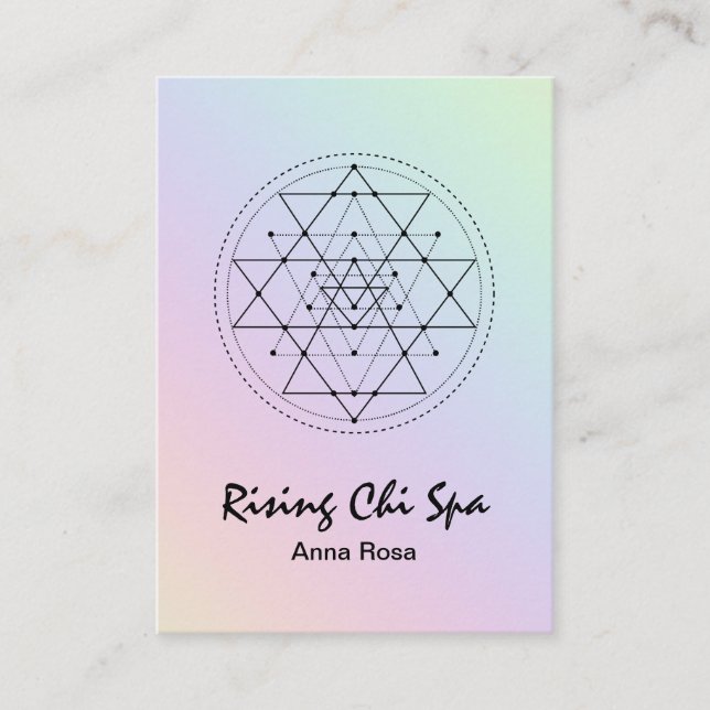 *~* Reiki Yoga Rainbow Pastel Helig Geometri Visitkort (Framsida)