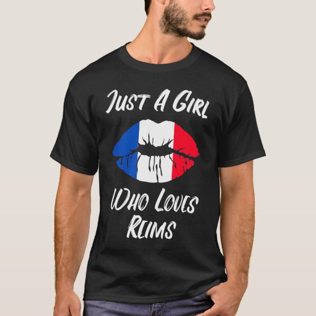 Reims Läppar Mun Älska Fransk Flagga T Shirt (Framsida)