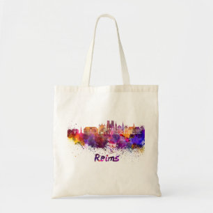 Reims skyline i vattenfärg tygkasse