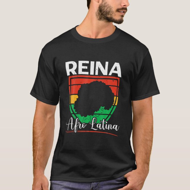 Reina Afro Latina African American Black History M T Shirt (Framsida)